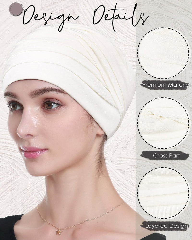 Alnorm Chemo Turban Bandanas for Cancer Patients Off-White - Image 2